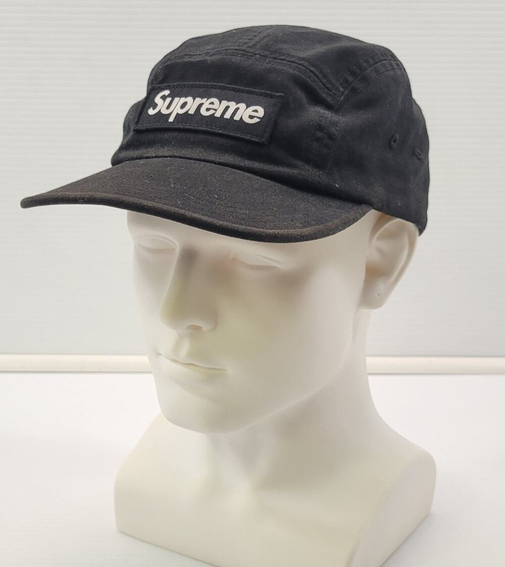 N) Supreme Box Logo Strap Back Black Military Cap Cotton Hat Made in USA